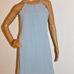 IN San Francisco Blue Sleeveless Halter Chiffon Dress, Size Small